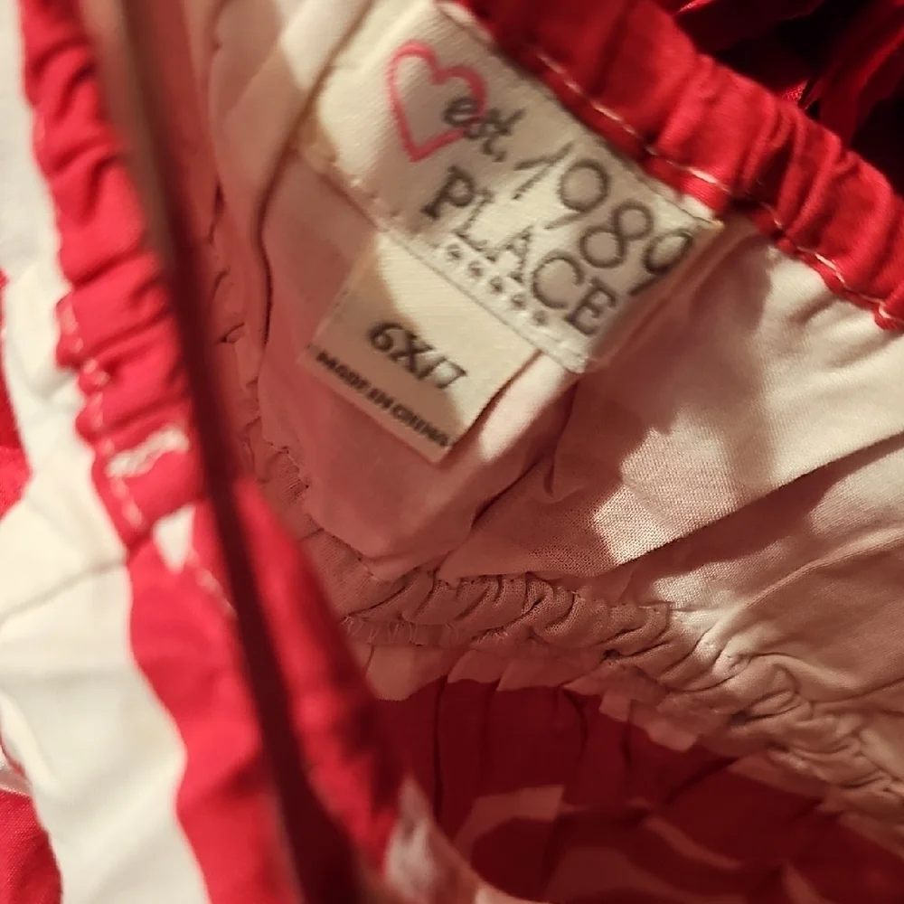 Children's Place Pink and White Striped Dress Size 6X/7(Sm. Stain On Front)